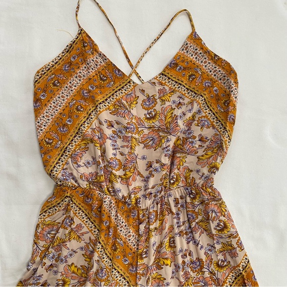 Jaase Wide Leg Bohemian Spaghetti Strap Romper Orange S - Picture 4 of 13